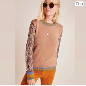 Anthropologie Multicolor Leopard Print Sweater conditions apply size large